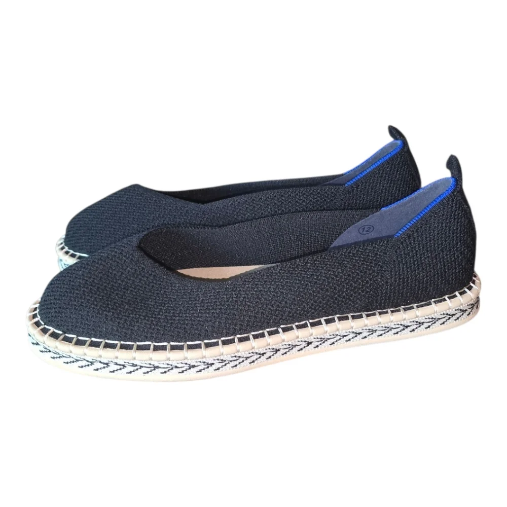 Rothy's Black Knit Espadrille Slip On Loafers Comfort Casual Shoes Size 12 new‎